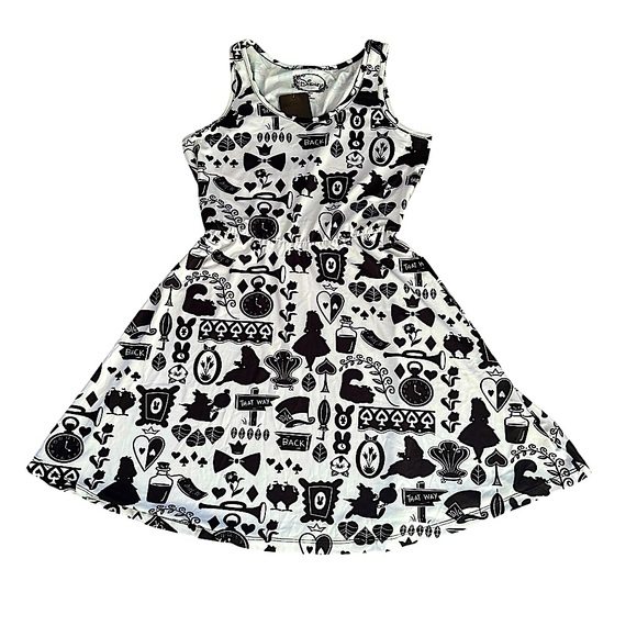 NWT! Disney Alice in Wonderland Icons Mini Dress White & Black | Women’s Medium - Picture 2 of 12